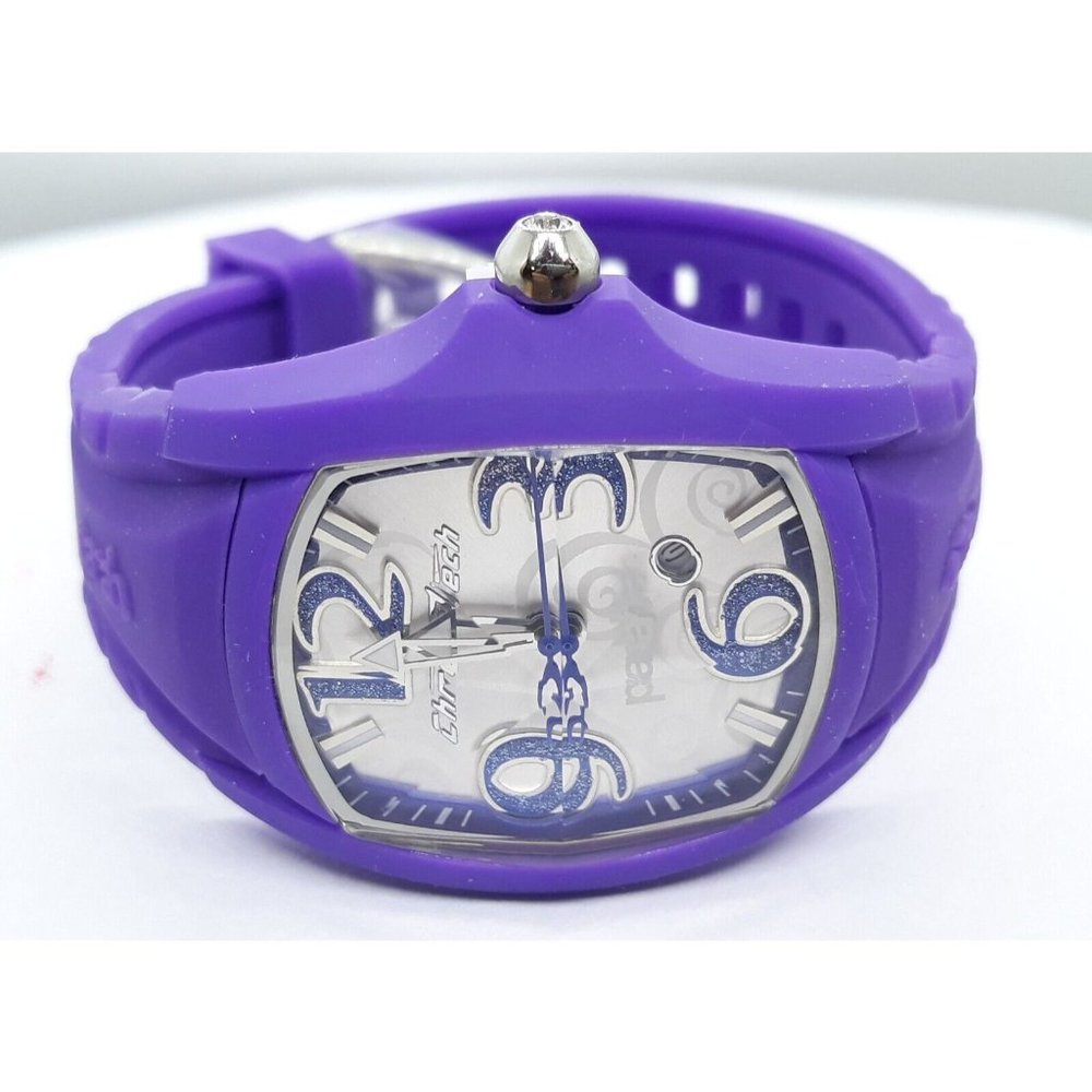 Chronotech Purple Parah Rectangle Unisex Watch Men Women Polycarbonate Rubber